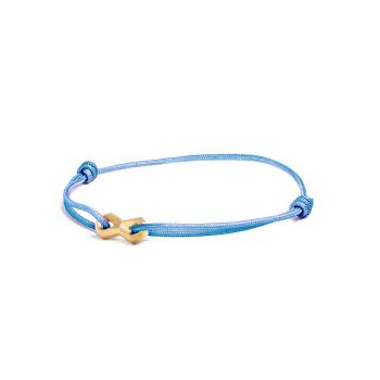 1,5 mm hellblaues Nylonarmband mit einem Titan-Unendlichkeitszeichen - Infinity Light Blue Gold